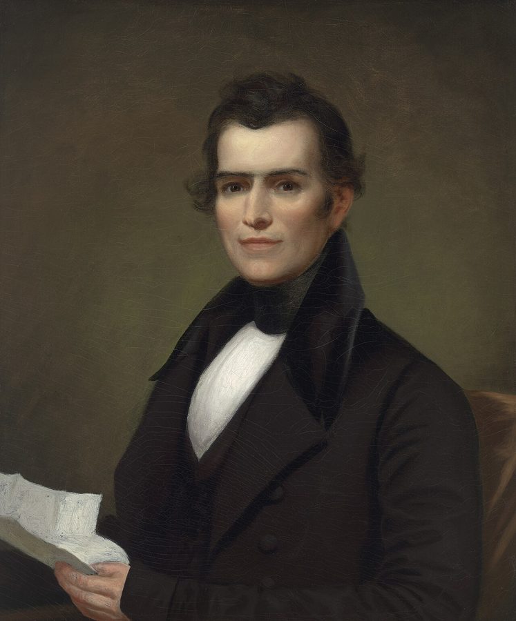 Painted portrait of a young William Smith Otis holding papers